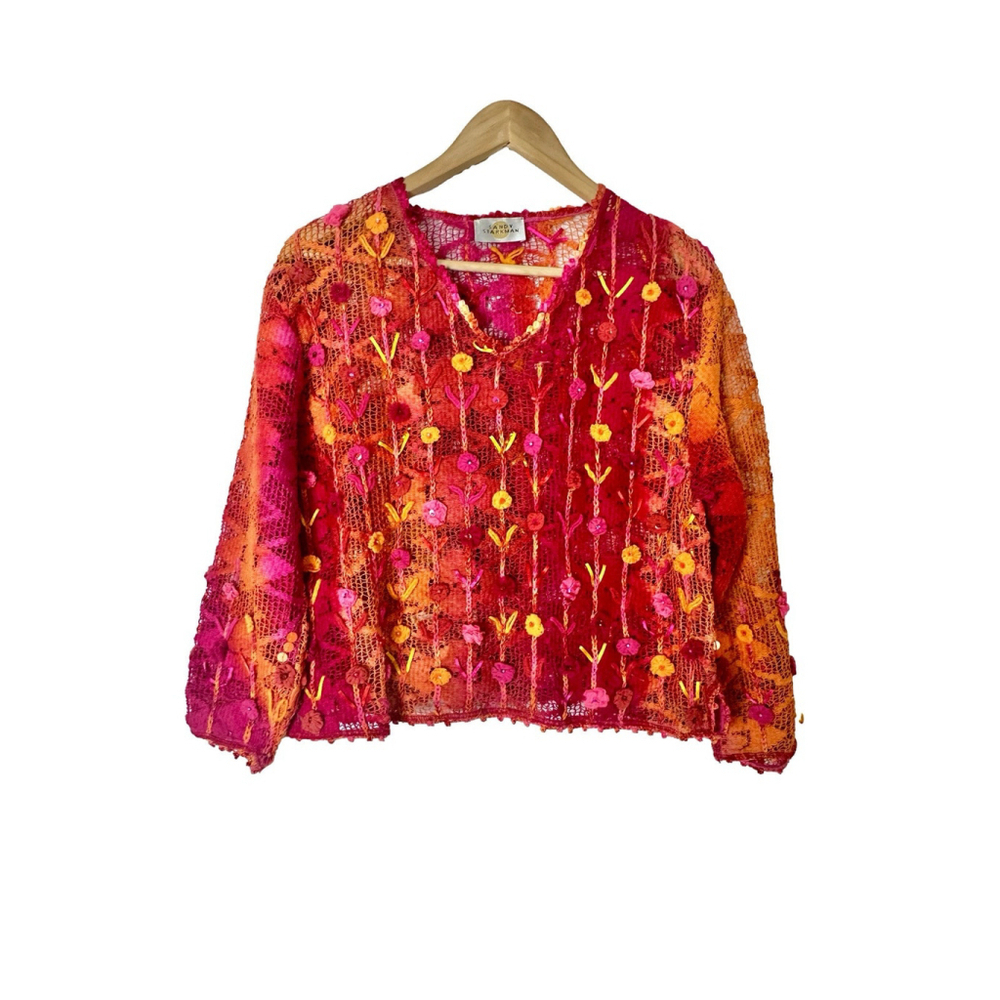 Vintage Sandy Starkman Sweater Medium Lagenlook Avant Garde Art To Wear Colorful